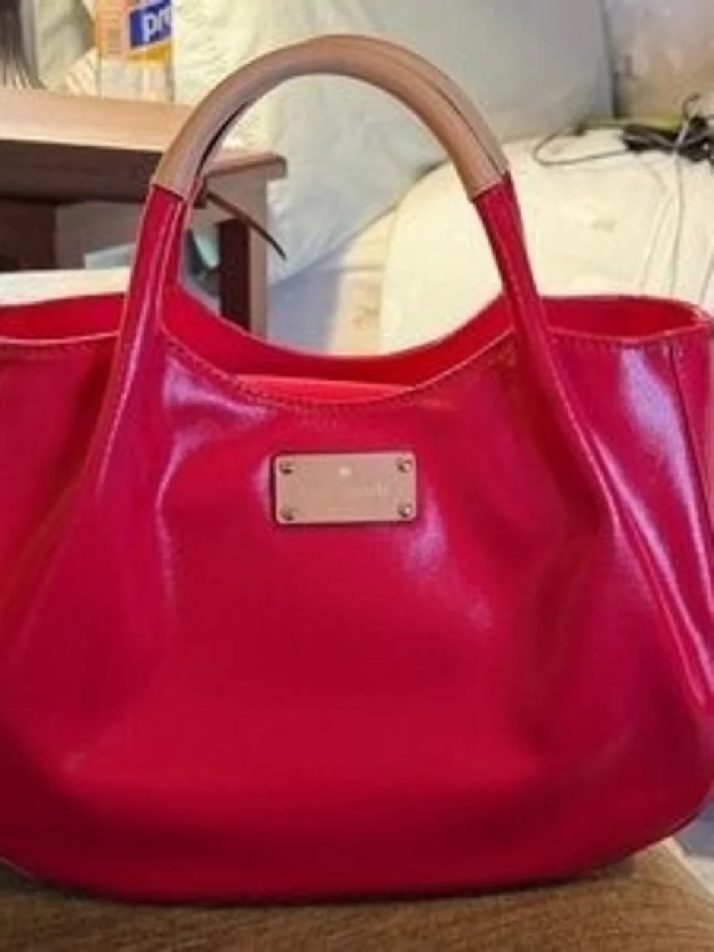 kate spade Fuchsia Tote with Tan Top Handles - Picture 3 of 3